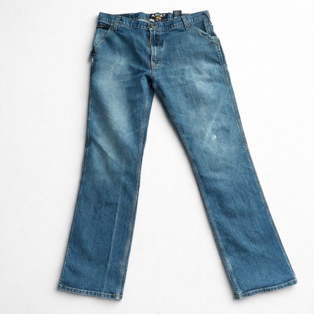 Ariat Rebar M4 Jeans Mens 38x36 Low Rise Boot Cut Workwear Denim Tool Pocket